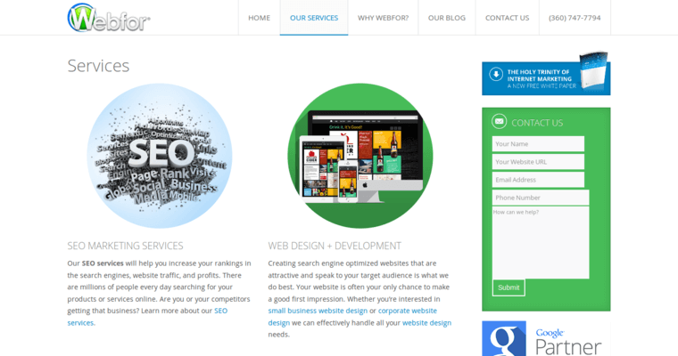 Service Page of Top Web Design Firms in Washington: Webfor