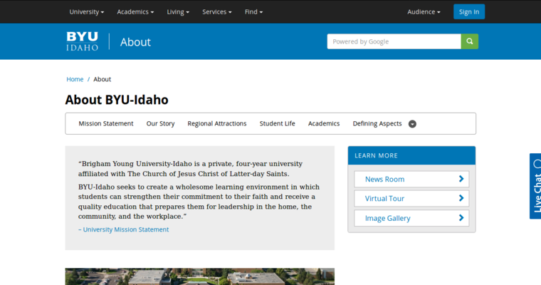 About page of #7 Best Web Design Program: BYU Idaho