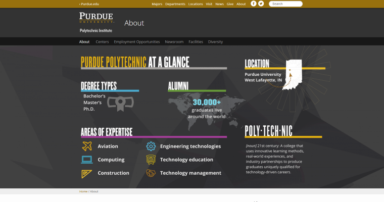 About page of #4 Best Web Design School: Purdue