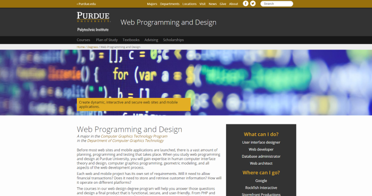 Contact page of #4 Best Web Development Program: Purdue
