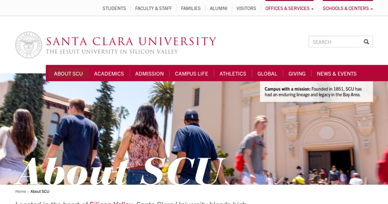 About page of #1 Top Web Development Program: Santa Clara University