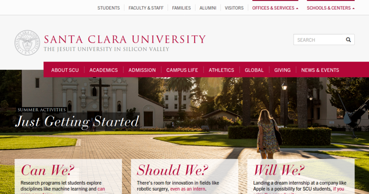 Home page of #1 Best Web Design School: Santa Clara University