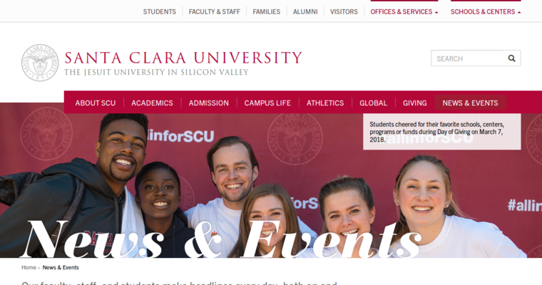 News page of #1 Top Web Development Program: Santa Clara University