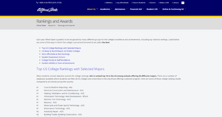 Awards page of #8 Top Web Design School: SUNY College of Technology